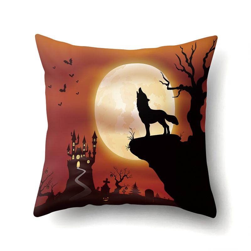 Halloween Polyester Pillow Case Car Waist Pillow Pumpkin Sofa Cushion Cover Office Living Room Pillow Case