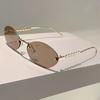 Vintage Rimless Oval Sunglasses Women For Men Luxury Brand Designer Sun Glasses Punk Popular Pearl Elegant Eyeglasses Uv400