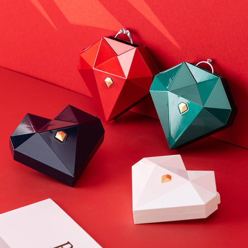 Heart Shaped Diamond Ring Box Automatic Pop-Up Proposal Surprise Ring Box Jewelry Storage Box For Girl Wedding Christmas Gifts