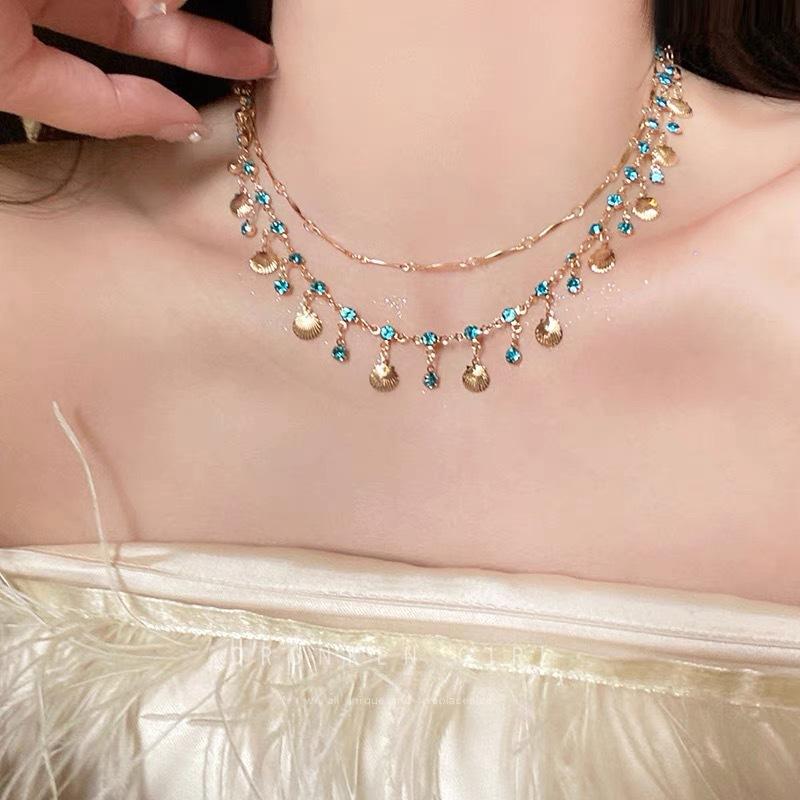 Exquisite Luxury Crystal Zircon Butterfly Necklace for Women Elegant Double Layer Clavicle Chain Choker Party Wedding Jewelry