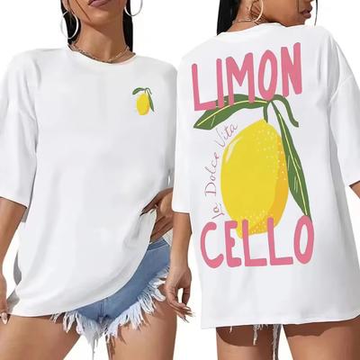 Creative Lemon Fruit Cello Pattern T Shirt Women Summer Comfortable Tops Soft T-Shirts Cotton All-Match Female Short Sleeve