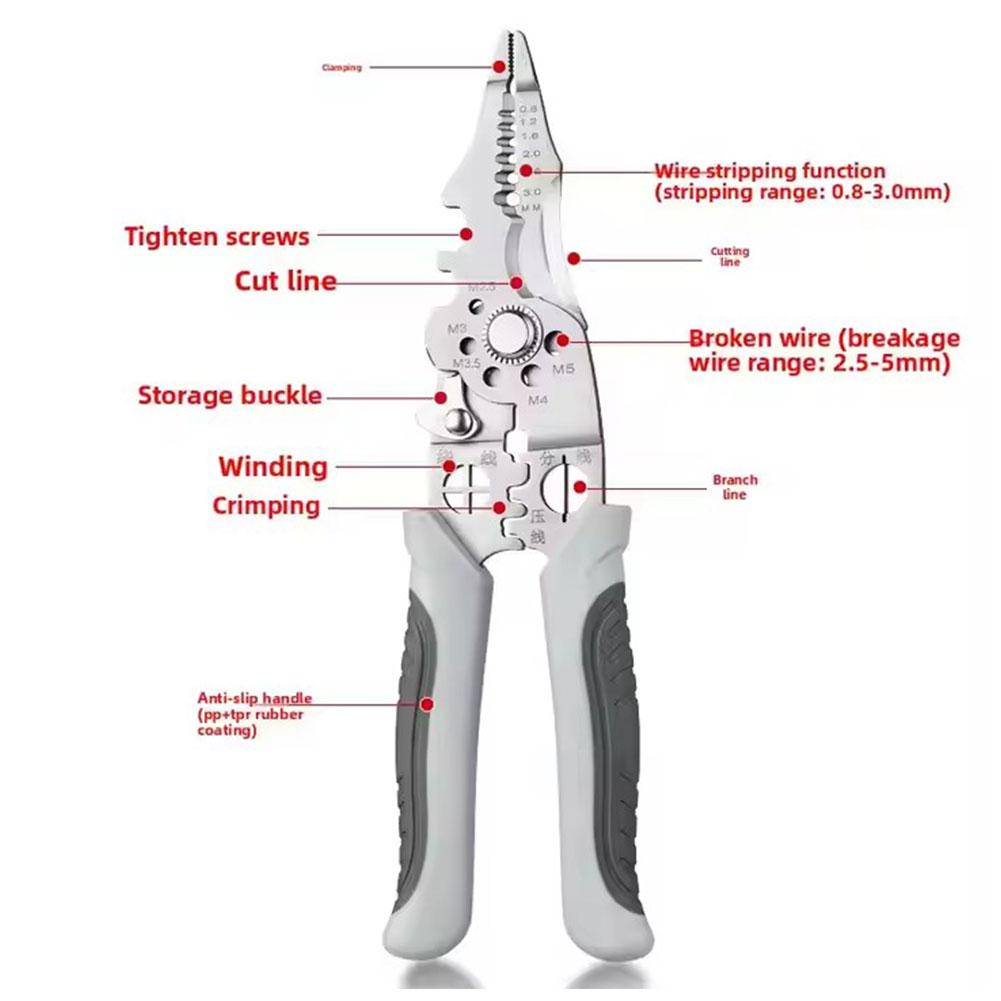 Non-slip Wire Stripper Decrustation Pliers Adjustable Electrical Wire Stripping Tool Wire Stripper Crimper For Electrical Cable