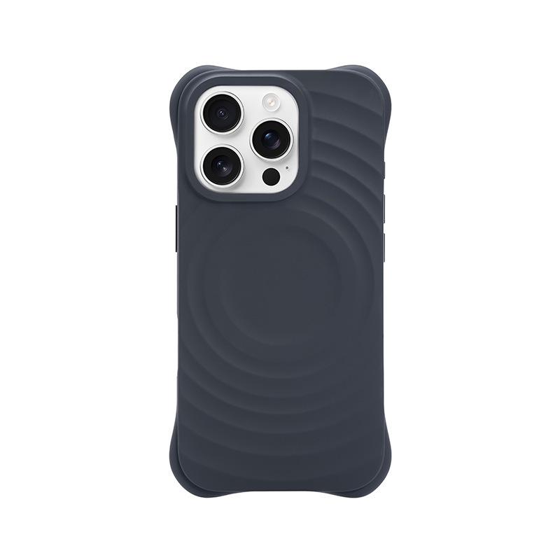 

Compatible with Apple 17Pro Max Magnetic Liquid Silicone Case with Wave Shell and AI Button Upgrade. iPhone 16 Pro чорний