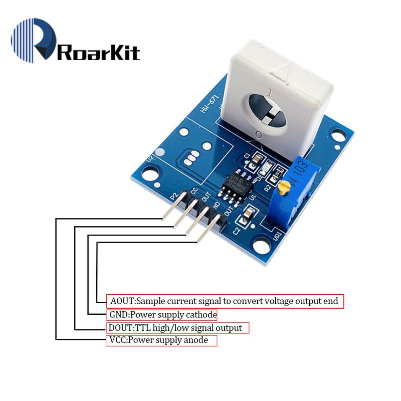 DC 5V WCS1800 Hall Current Detection Sensor Module 35A Precise With Short Circuit Overcurrent Signal Lamp A/D conversion