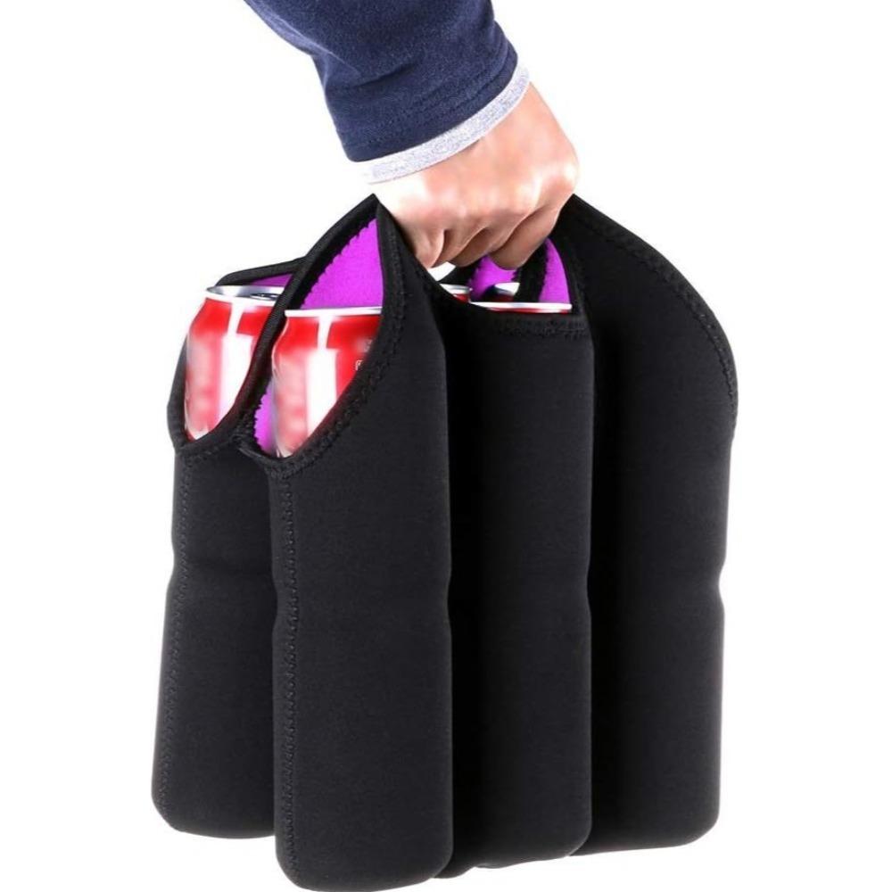 Insulated 6 Bottles Can Carrier Tote Non-slip Neoprene Water Bottle Cover with Handle Reusable Bottle Protector Bag