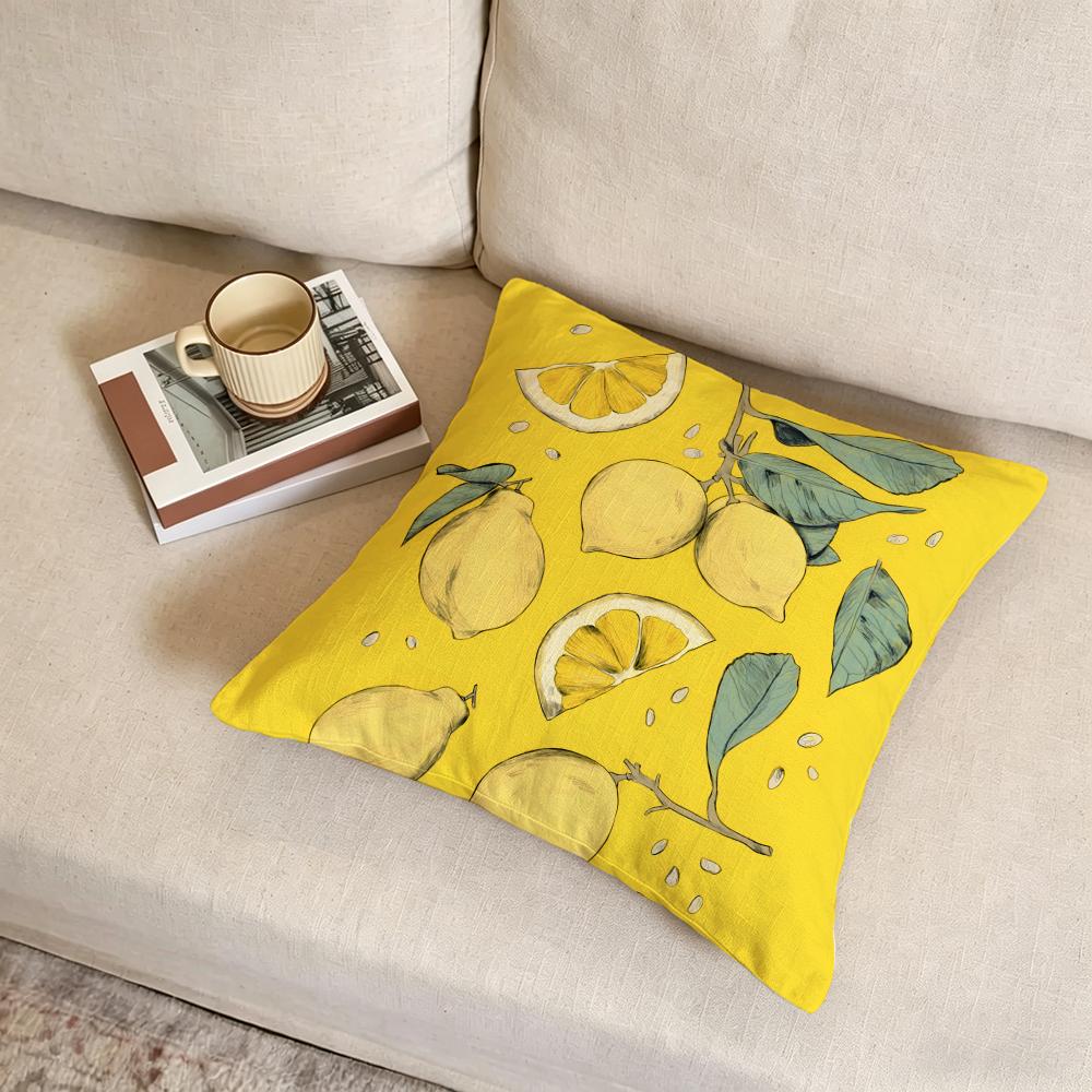 Y-Yellow Lemon Cushion Cover Fabric Soft Furnishing,Pillowcase, Cushion Cover, Sofa Pillow, Home Decoration