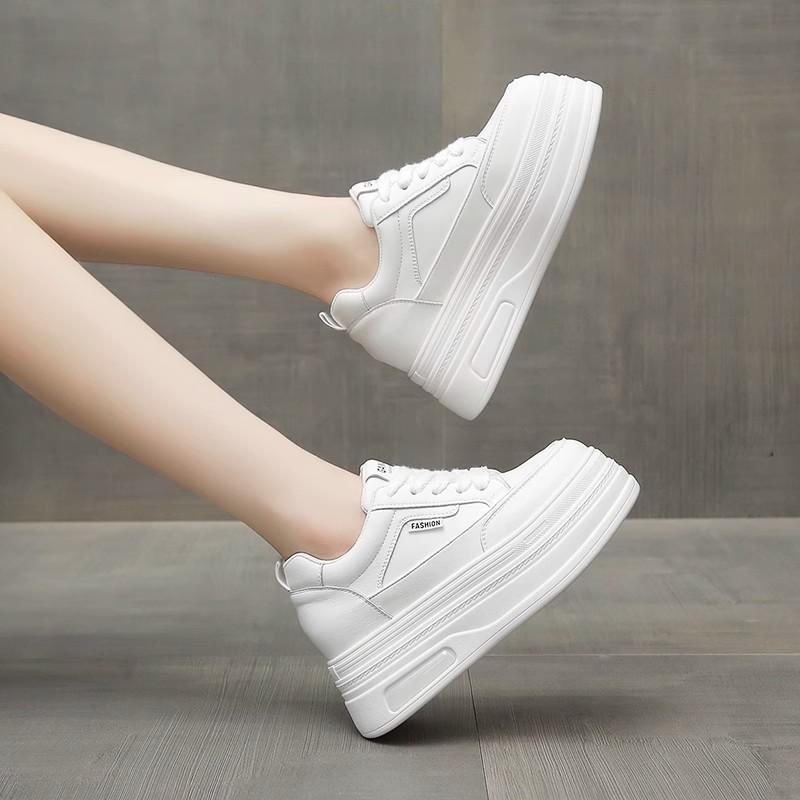 Lace-up muffin little white shoes small thick-soled inner height increase casual board shoes women's spring new single shoes