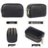 Women's Genuine Leather Three-Zipper Coin and Key Clutch