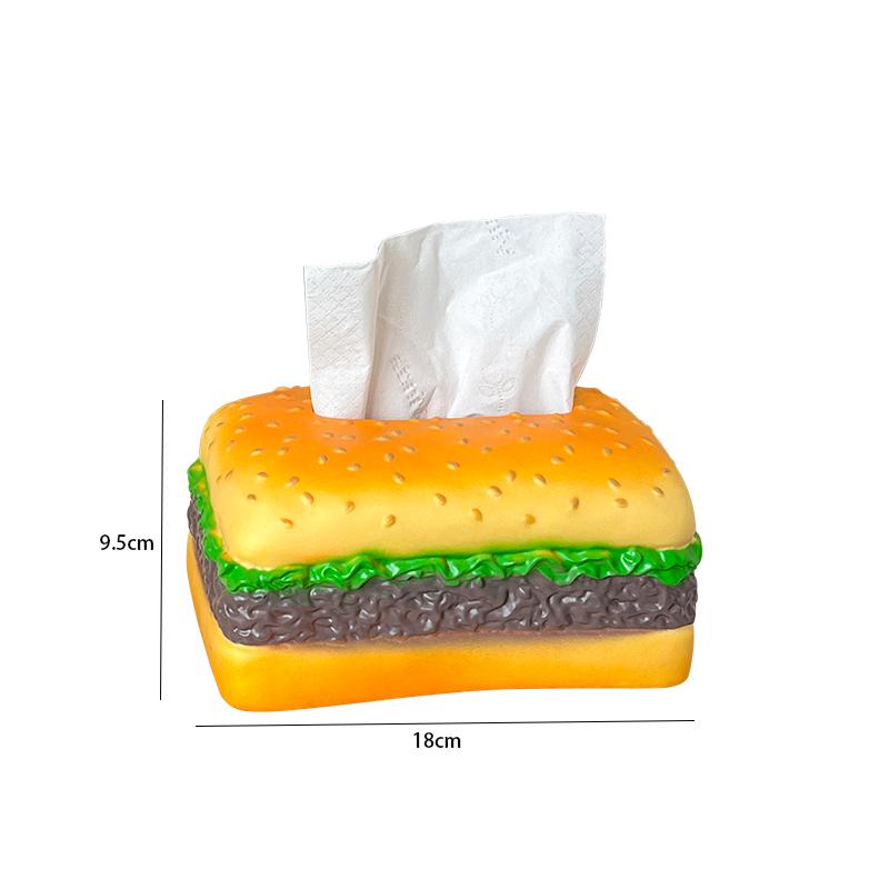 Delicious Hamburger Shaped Tissue Box Hamburger Resin Napkin Holder Paper Box Container Home Dining Table Decoration Storage Box