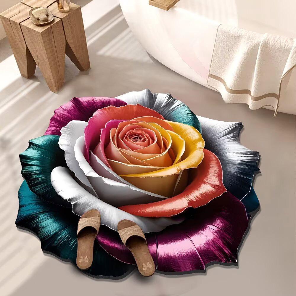 Soft Peony Floor Mat Non-slip Bathroom Floor Mat Door Gasket  for Living Room Tea Table Bedside