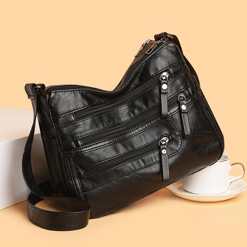 Mother Bag Middle-Aged Crossbody Bag Soft Leather Large Capacity Women's Shoulder Bag