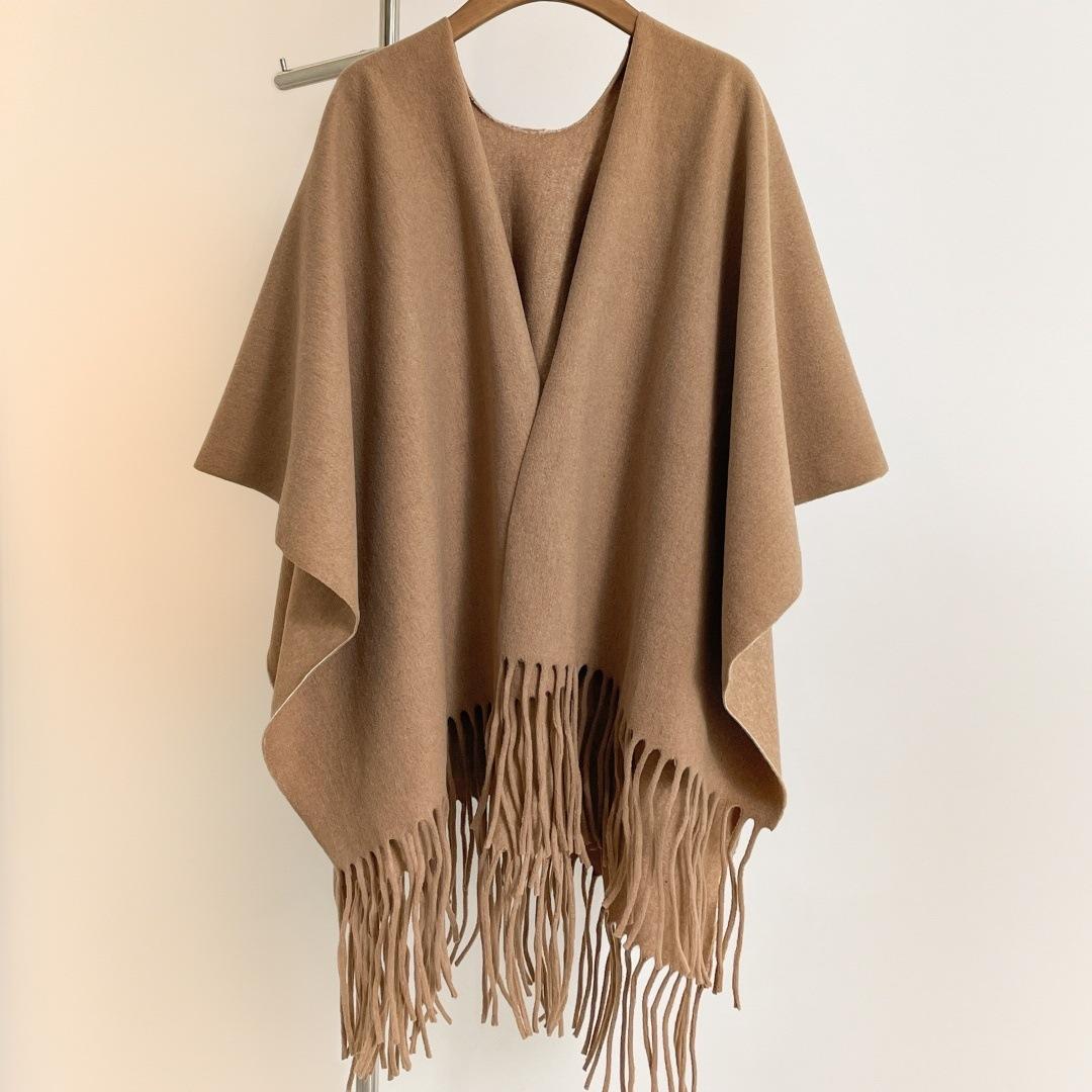 

Премиальный однотонный верх с утолщенным искусственным кашемиром, большая шаль, женская накидка, кейп, зимний теплый шарф 170x110cm (large size)