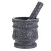 Ensemble Pilon et Mortier Motif Granit Broyeur à Herbes et Épices en Pierre Broyeur Solide Ensemble de Cuisine