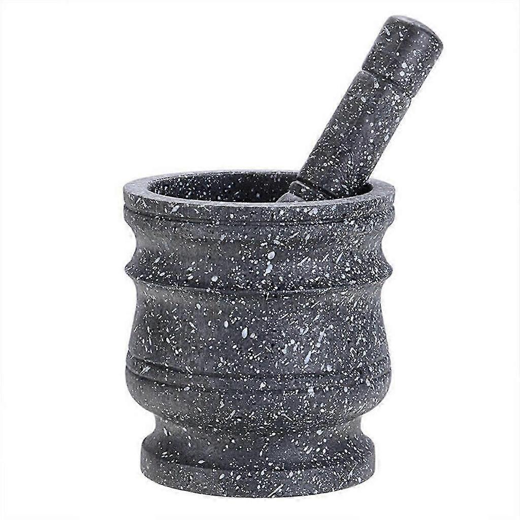Ensemble Pilon et Mortier Motif Granit Broyeur à Herbes et Épices en Pierre Broyeur Solide Ensemble de Cuisine