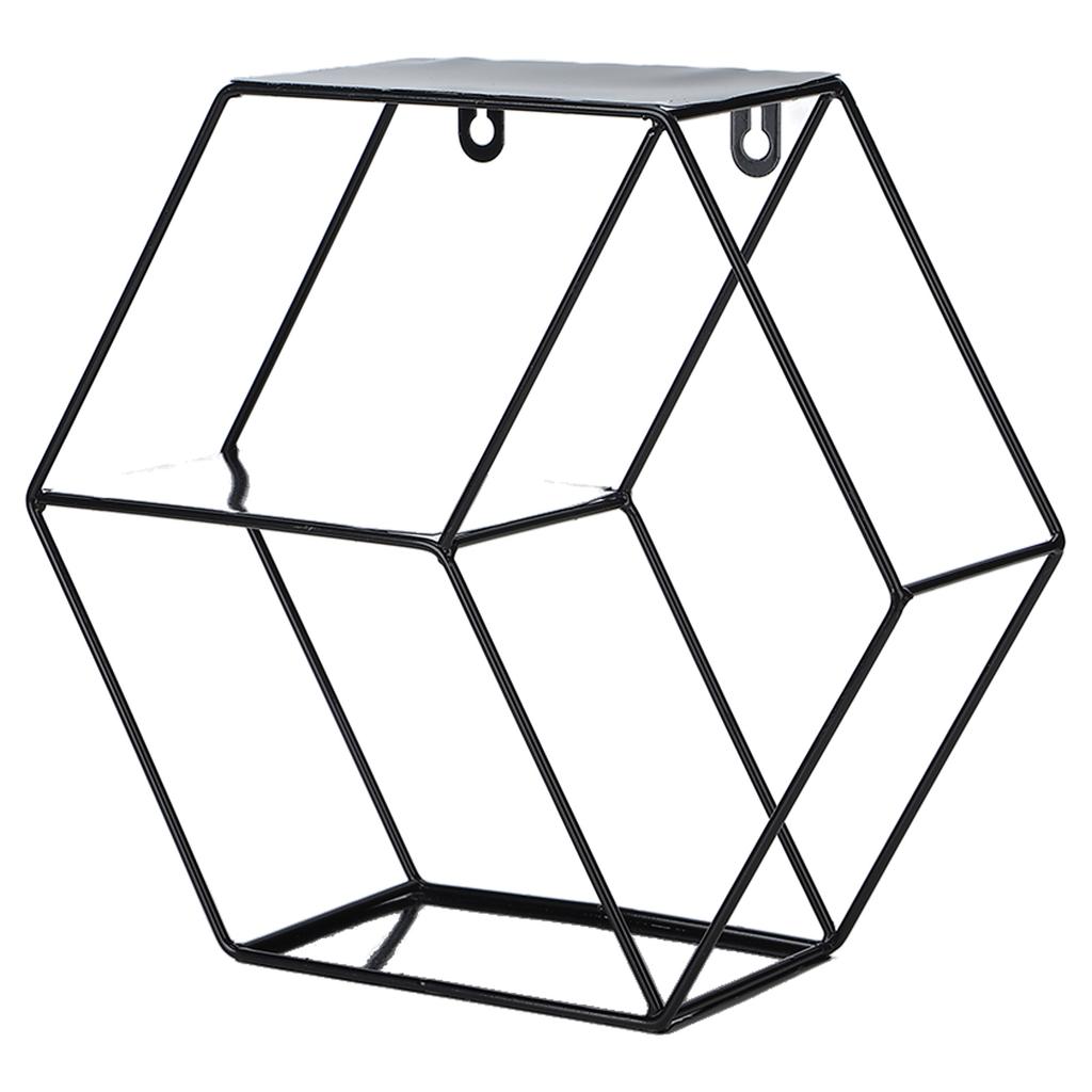 Hex Shelves Simple Wrought Iron Hexagonal Bedroom Living Room Office Wall Shelf DecorationBlack
