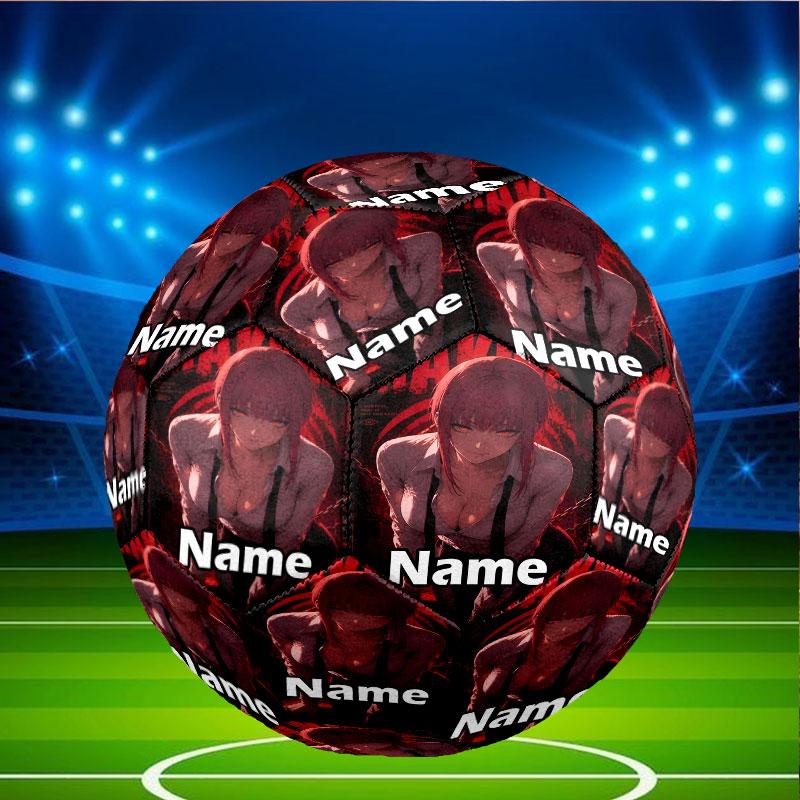Custom Name Personalized Makima Chainsaw Man Print Size 5 Soccer Ball Training & Match Football, for Team, Kicking, Gift for Football Enthusiasts