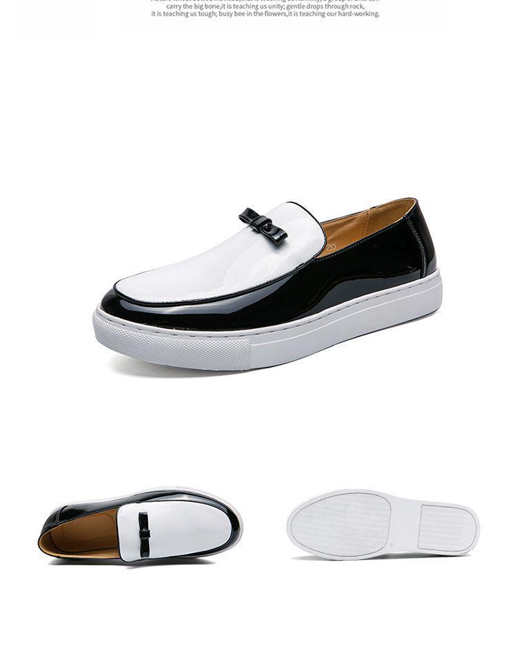 Men's Trendy Color-Block Leather Loafers: Breathable, Casual, and Stylish for Business or Weddings