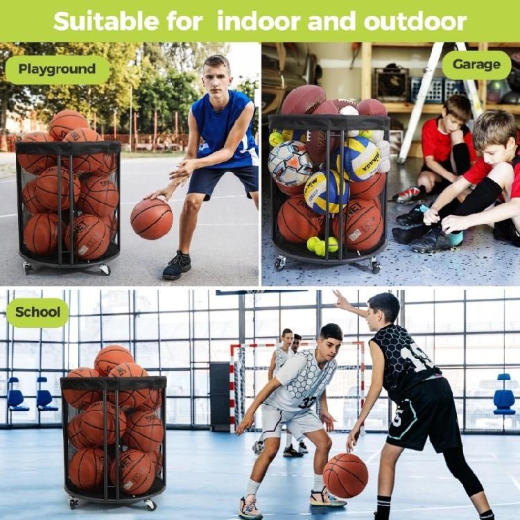 Ball Storage Cart Ball Holder Sports Equipment Organizer  Ball Storage Bin for Gym