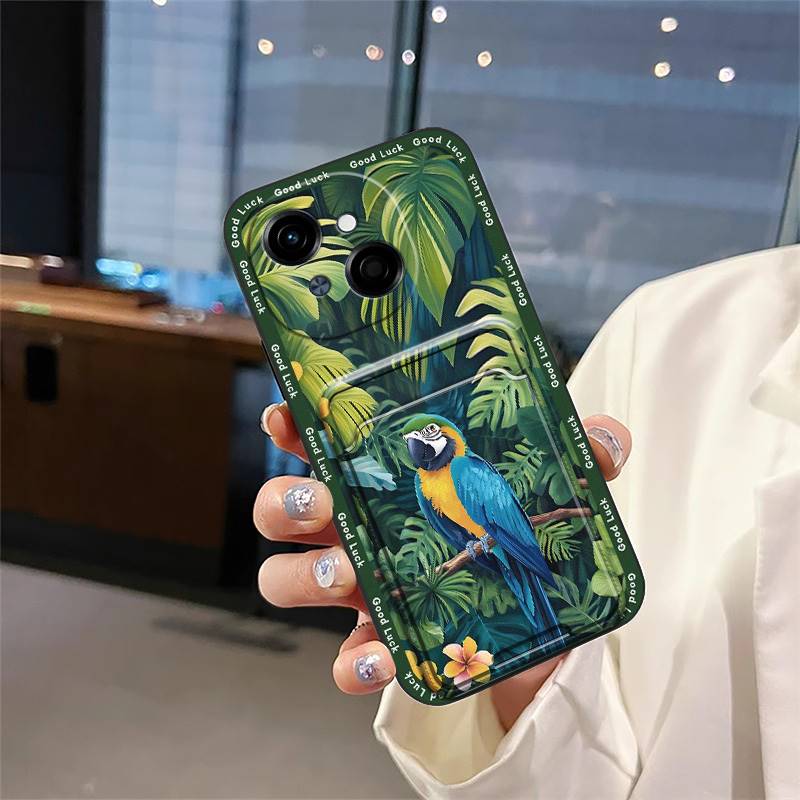 Cover Cute Phone Case For Tecno POP9 4G/Spark GO 1/KL4 Card Bag Back Cover Durable Dirt-resistant Graffiti Soft Case TPU