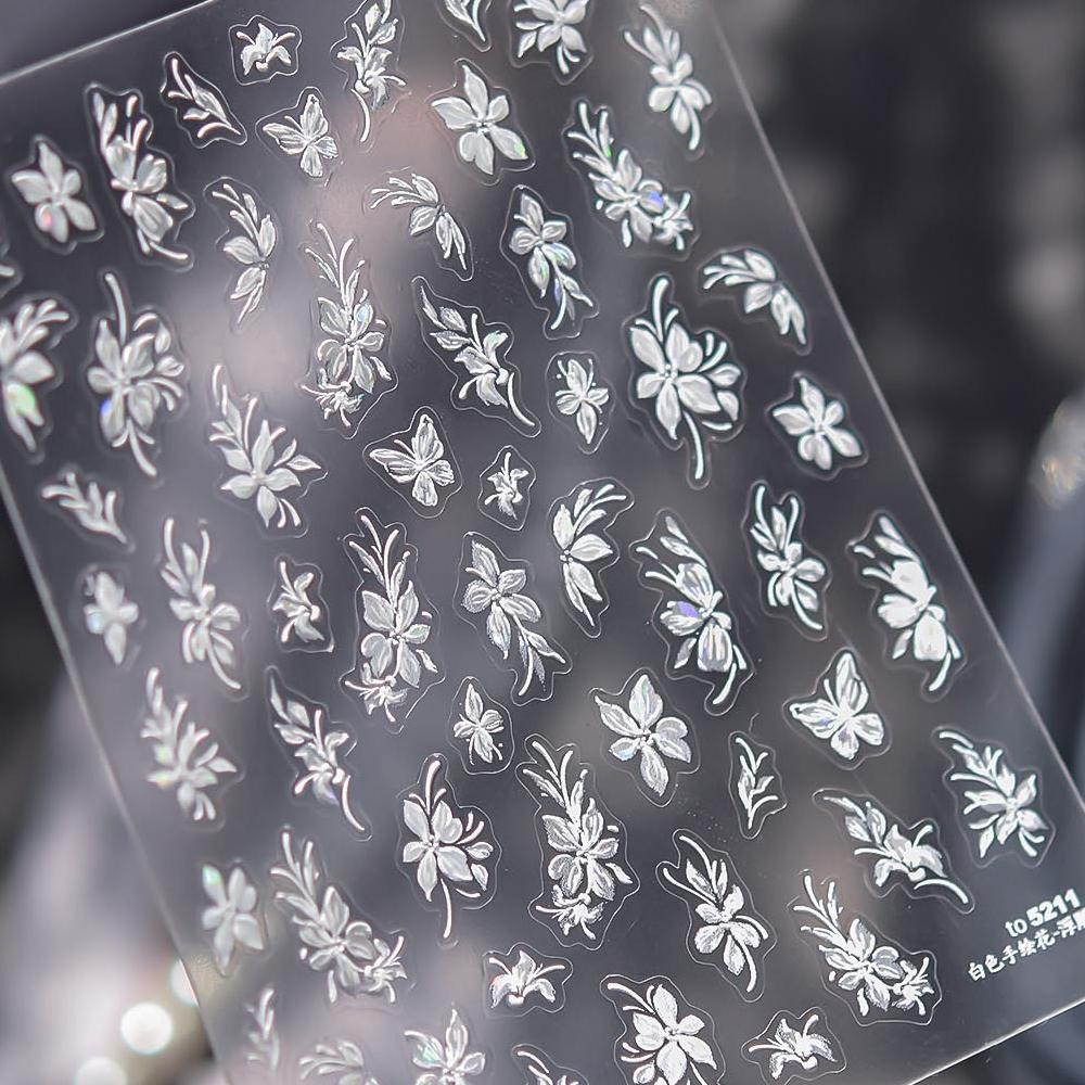 Elegant Silver Butterfly Frame Border Nail Art Stickers Hearts Stars Moon Feather Metal Self Adhesive Decoration Manicure Decal