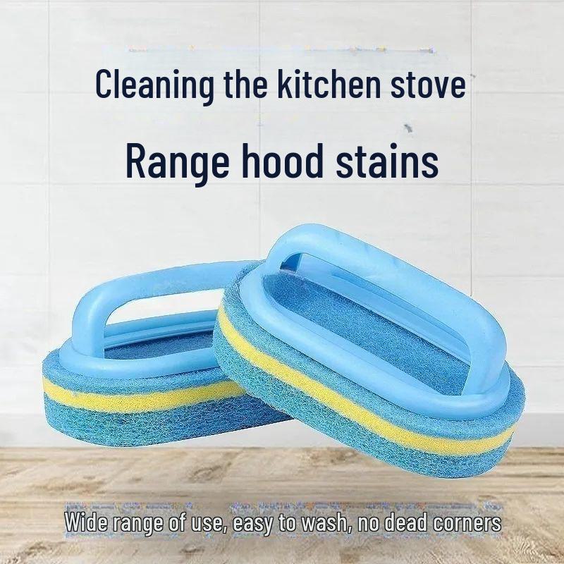 Three-Layer Sponge Cleaning Brush with Handle for Kitchen, Pot, and Dish Washing