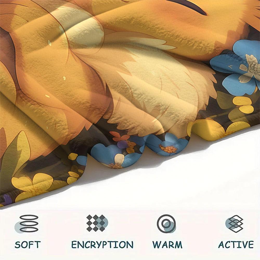 1Pc Fantasy Majin Buu Print Flannel Blanket, High quality Comfortable for All Seasons, Home Decor, Warmth and Comfort, Perfect for Christmas Gifts