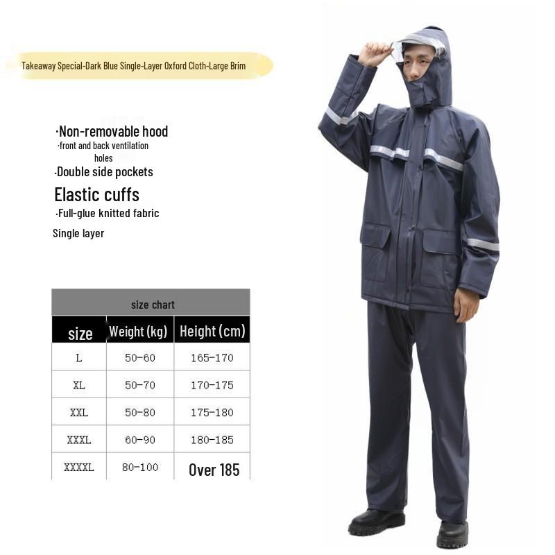 Thickened Full-Body Stormproof Raincoat and Pants - Reflective, Lengthened Set for Cycling and Riding