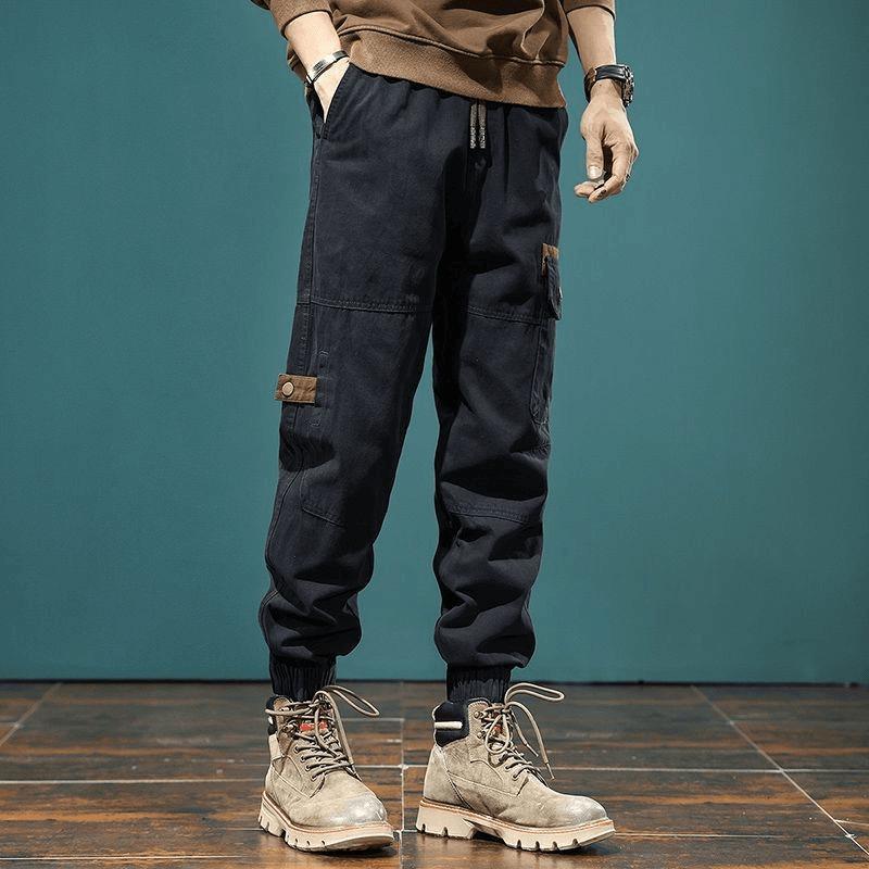 

Брюки-карго мужские весна-осень лето новый тренд свободные и универсальные спортивные леггинсы повседневные брюки 4XL чёрный