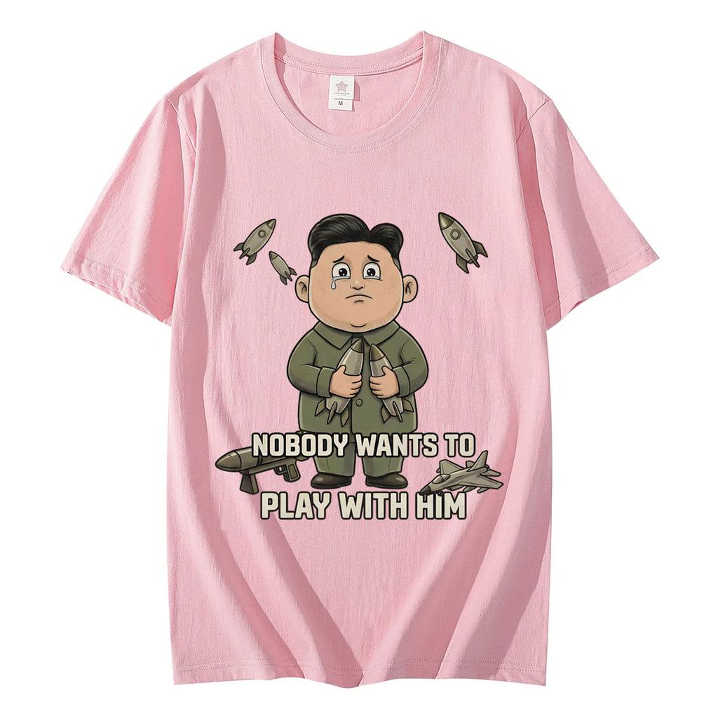 Sad Leader and Missiles Funny Meme T Shirt High Street Fashion Trend Short Sleeve Tshirts Men Women Casual Loose Cotton Tshirt