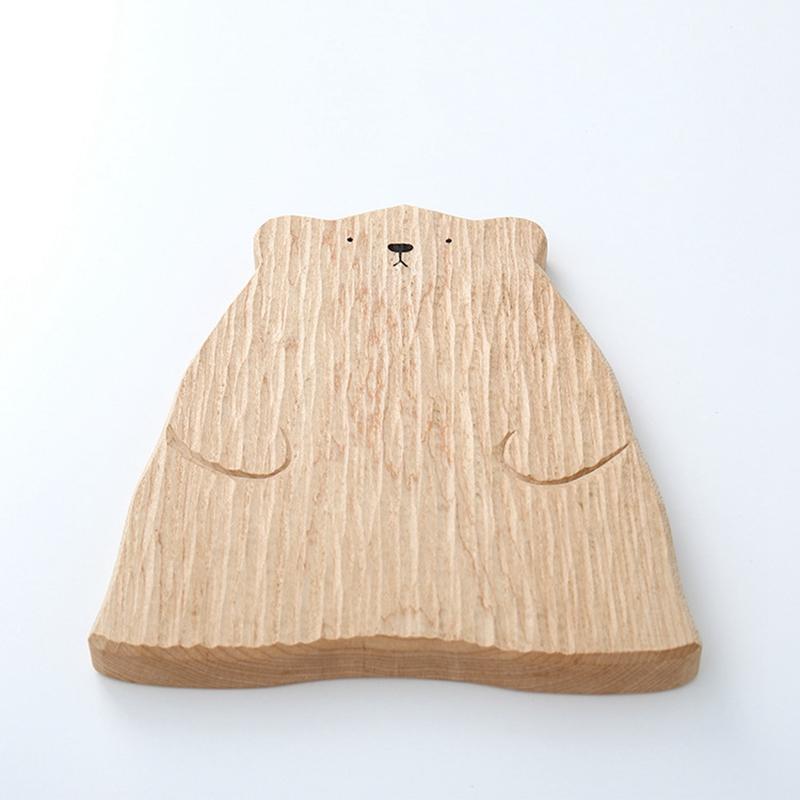 A84X-Wooden Board Cutting Board Cute Bear-Shaped Bread Tray Black Walnut Kitchen Board