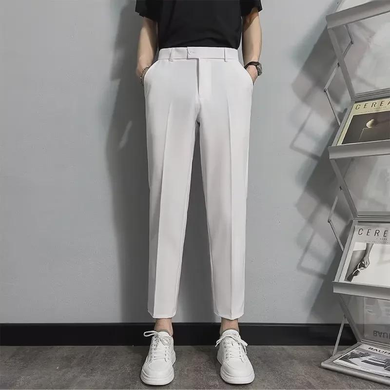 Trendige, gerade geschnittene Freizeithose für Herren im koreanischen Stil: Frühling/Herbst: Neun Punkte, knitterfreie Businessmode.