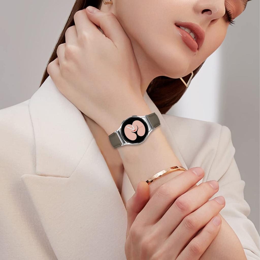 Wrist Strap with Silver Quick Release Connector For Samsung Galaxy Watch6/Watch6 Classic Genuine Leather Watch Band