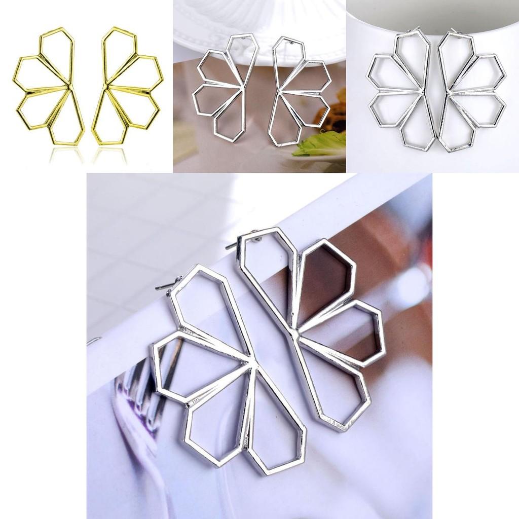 Statement Geometric Hollow Earrings Fashionable Alloy Jewelry For Women