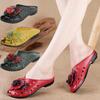 Fashion 2025 Summer Genuine Leather Shoes Women Sandals Old Beijing Style Cow Leather Shoes Flowers Black Red Yellow Plus Size 41 D416