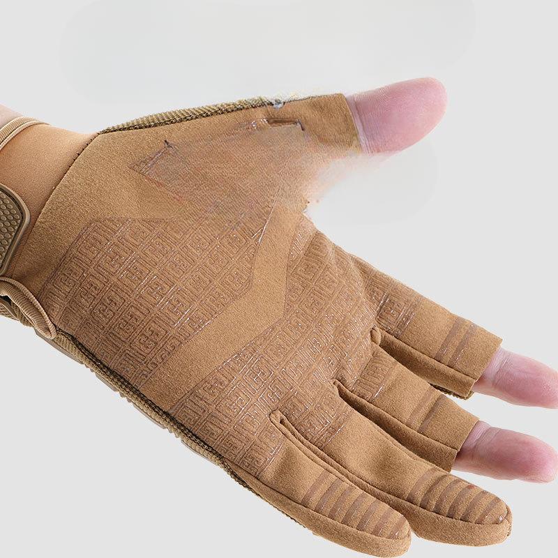 Tactical Gloves Men's Outdoor Rock Climbing Training Anti-slip Rubber Protective Finger Exposed Microfiber Leather Cycling Gloves