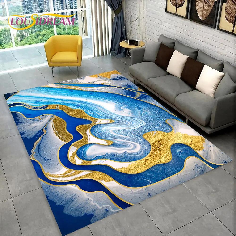 3D Colour Gold Nordic Marble Splendid Area Rug,Carpet for Home Living Room Bedroom Sofa Doormat Kitchen Decor,Non-slip Floor Mat