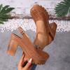 Women Sandals Breathable Hollow Closed Toe Sandals Plus Size Round Toe High Heel Shoes Women Designer Shoes De