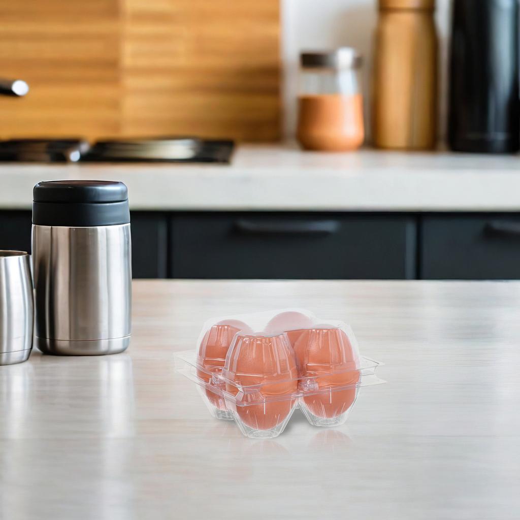 50Pcs 4 Grid Egg Carrier Transparent Space Saving Egg Container for Refrigerator Freezer Cabinet Organizer Storage Box