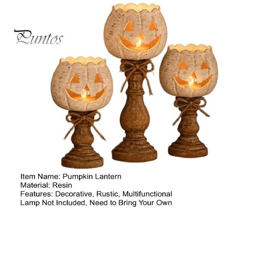 Rustic Pumpkin Statue for Entryway White Tealight Candle Holder Set, Farmhouse Halloween Tea Light Harvest Theme Home Decorations Holders Decor, Fall