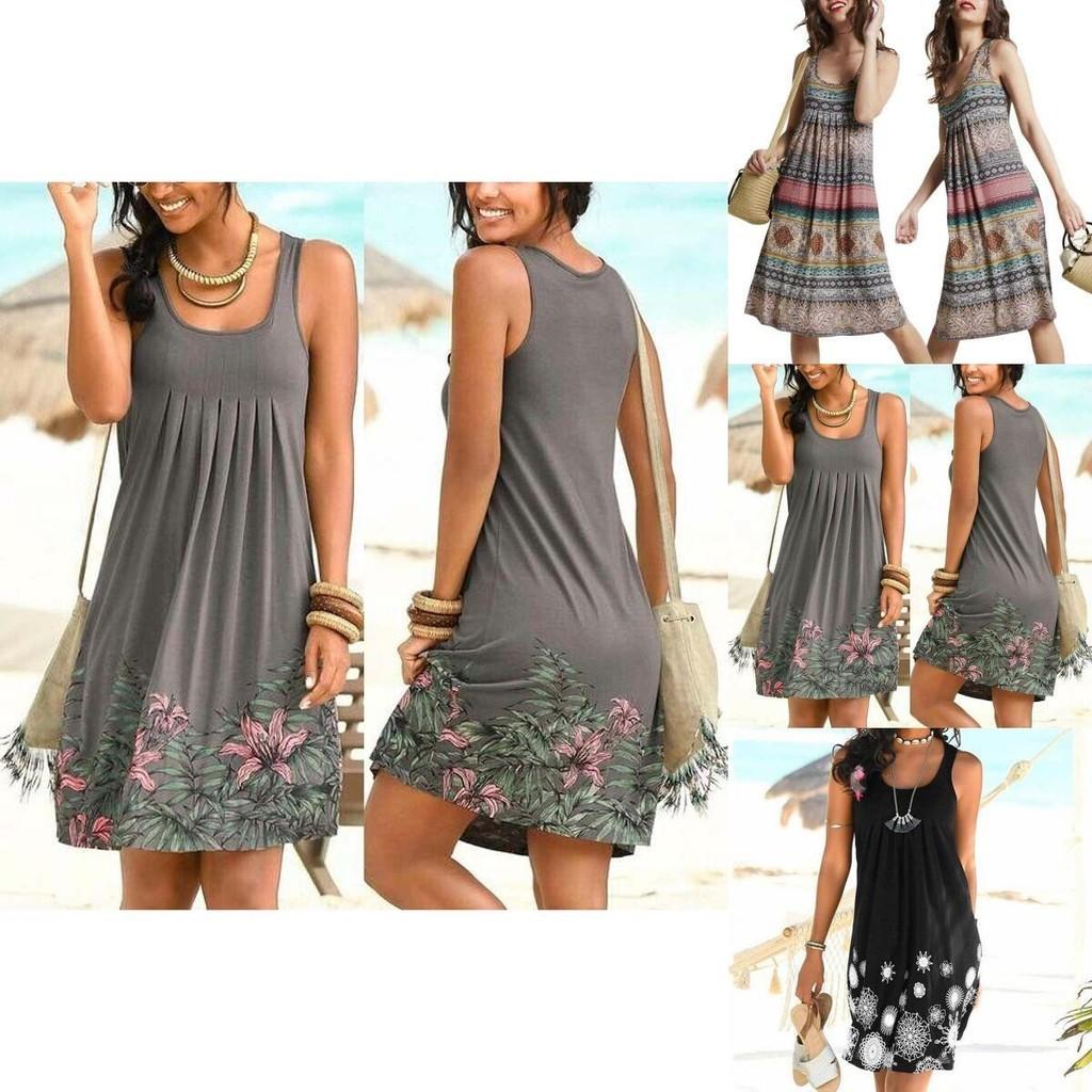 Stylish Women Boho Summer Beach Midi Dress With Gorgeous Floral Print And Loose Fit