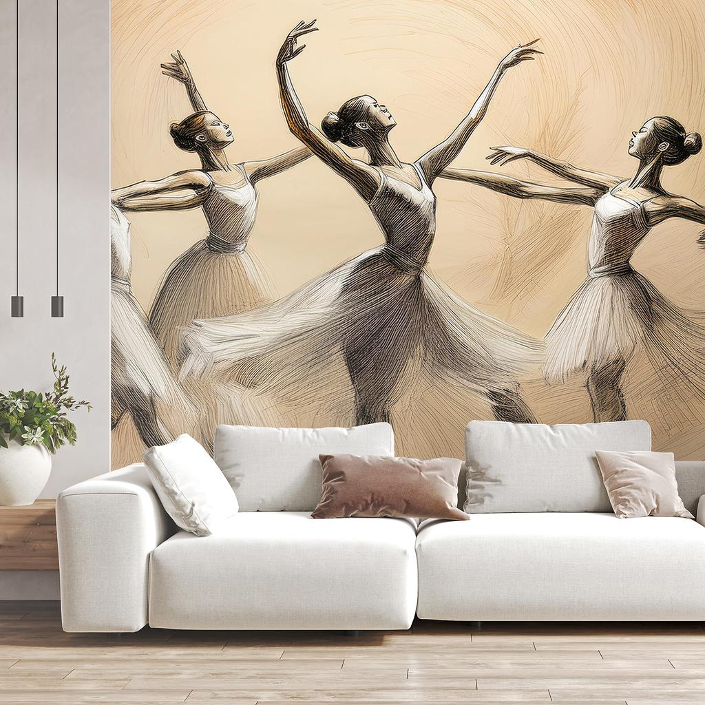 Wallpaper Ballerinas Dancing Vintage