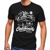 Unisexs T Shirt California Surf Retro Bus Adventure Vacation Palm Trees Slim Fit Vintage Top For Everyday Wear Stylish