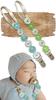 Set of 2 Pacifier Pacifier and Daisy Blue Light Holders, Straps, Clips, (Light & Green)