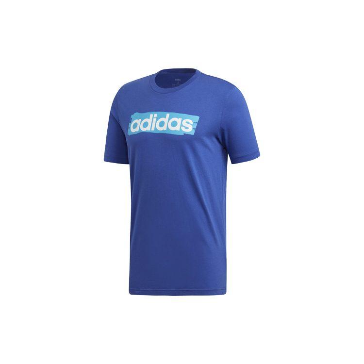 Adidas ESSENTIALS T Shirts Men's Blue Crew Neck Moderate Straight Fit DV3052