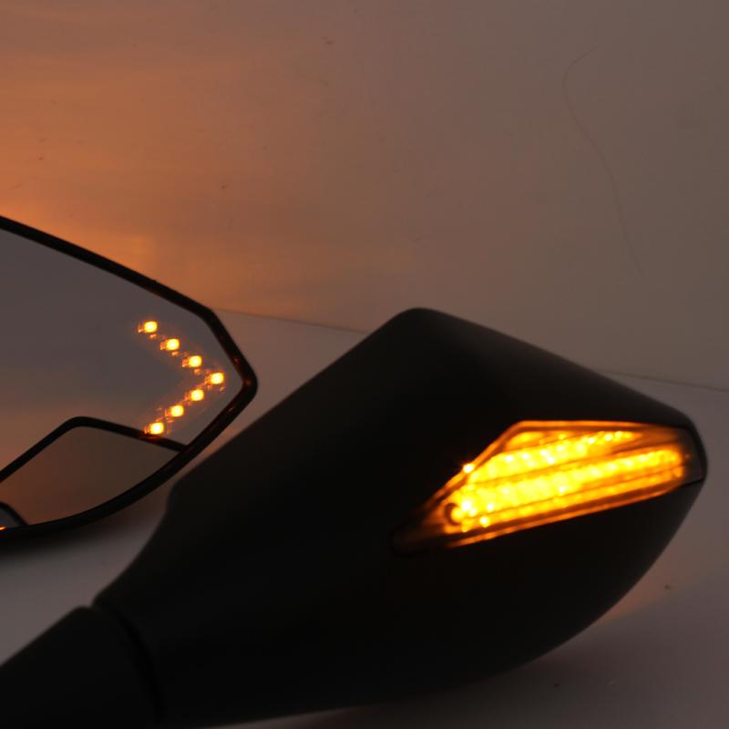 2Pcs Motorcycle Handlebar Mount Rearview Mirror With LED Turn Signal Lights For Honda CBR 900 929 954 900RR