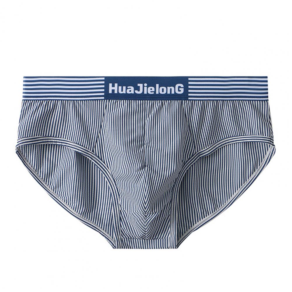 Comfortabele Herenonderbroeken Heren Gestreept Print Patchwork Onderbroeken met U-convexe Design Brede Tailleband Slim Fit Voor Praktisch Gebruik M