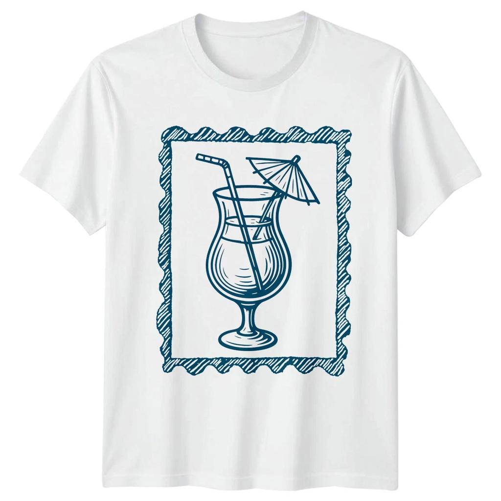 Tropical Cocktail Glass Drinks Mens T-Shirt Womens Tee Summer Vacation Graphic