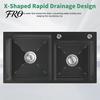 Double Bowl Kitchen Sink Sink, 30.7x16.9 Inch Stainless Steel with Nano Coating, Deep Drop-in/Top-Mount for Modern Kitchen, Includes Drain