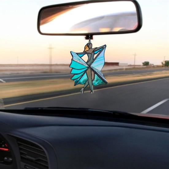 Dansande Dam Snurra Fönsterhänge i Färgstarkt Glasstil Hängande Vindspel för Fönster Trädgård Veranda Balkong Dekoration