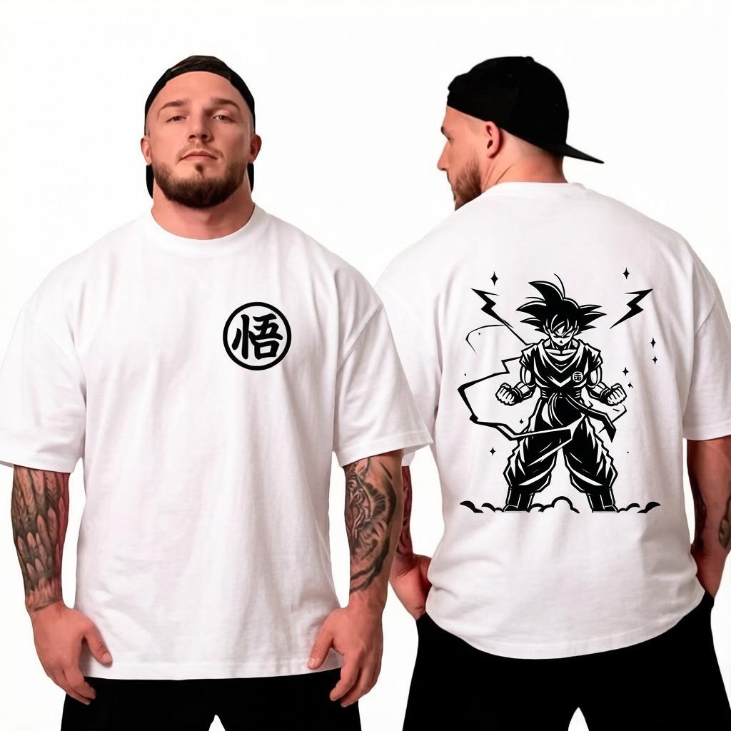 Japanese Animation Summer T-Shirt Casual Sports Wear Road Fitness Wear Comfortable Cotton Short Sleeve